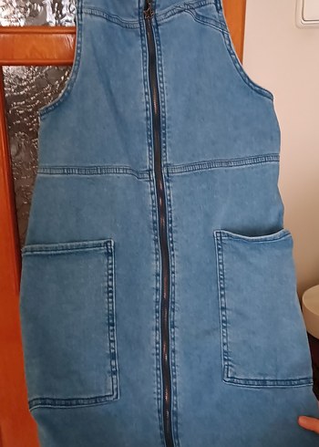 Fermuarlı Mavi Kot elbise - Görsel 5