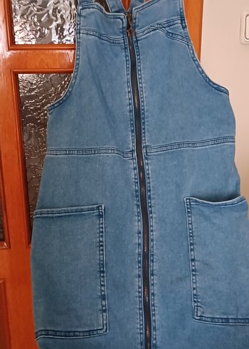 Fermuarlı Mavi Kot elbise - Görsel 2