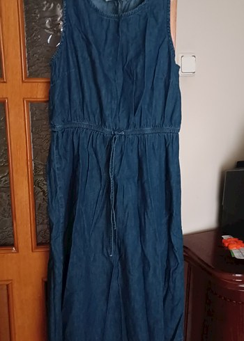 Lacivert Uzun  Kot Elbise - Görsel 4