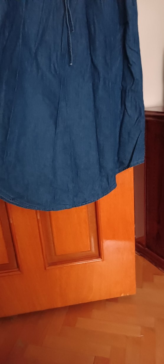 Lacivert Uzun  Kot Elbise - Görsel 3