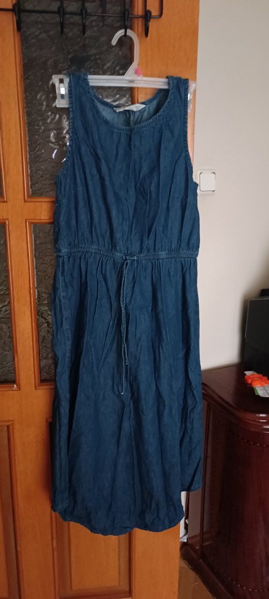 Lacivert Uzun  Kot Elbise - Görsel 4