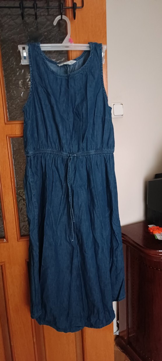 Lacivert Uzun  Kot Elbise - Görsel 5