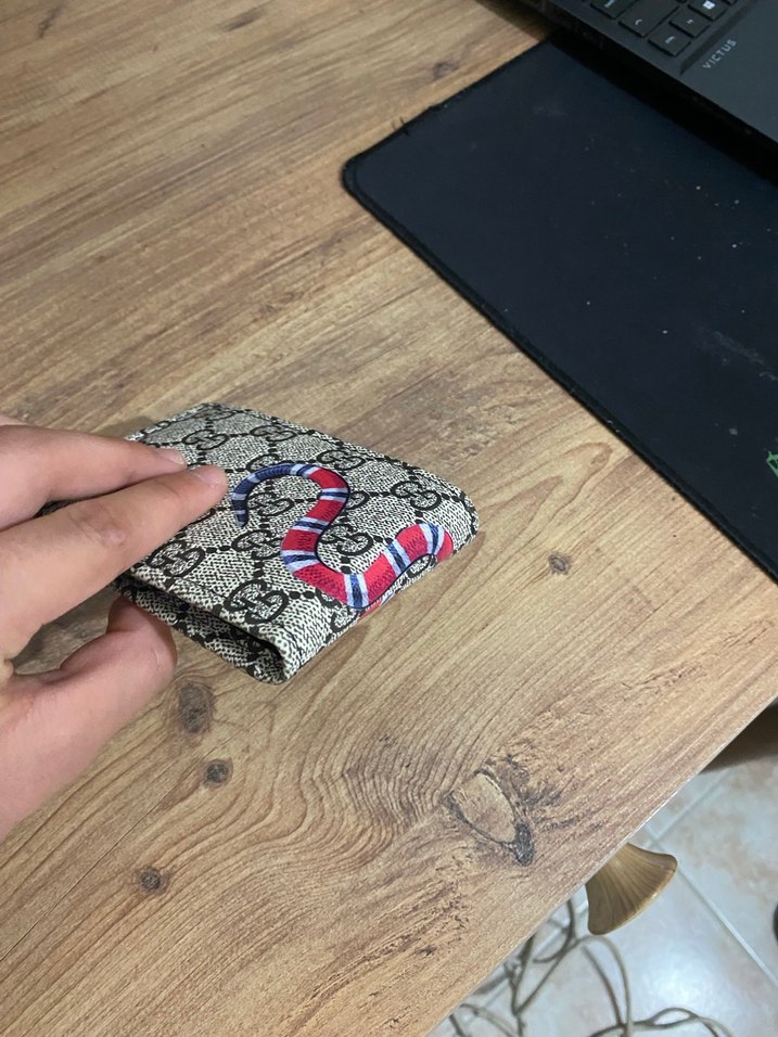 Yılan Desenli Gri GUCCI Erkek Cüzdan - Görsel 2