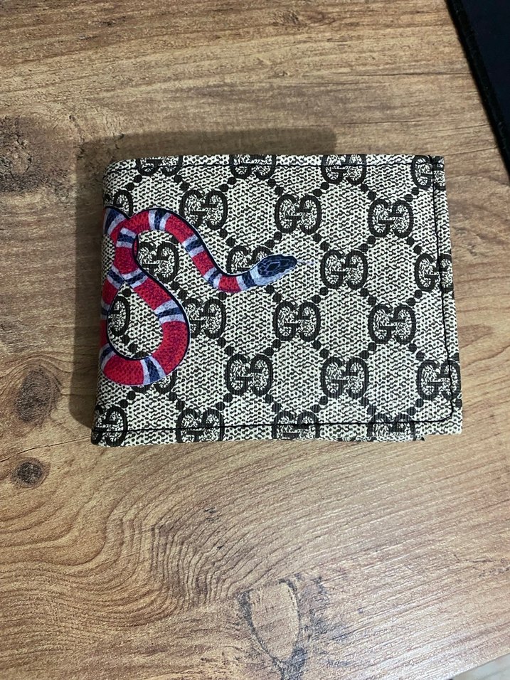 Yılan Desenli Gri GUCCI Erkek Cüzdan - Görsel 3