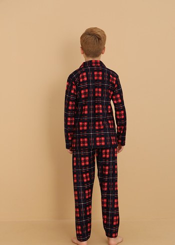 Baba Oğul KOMBİNLENEBİLİR Ekose Erkek Pijama Takımı - Görsel 6