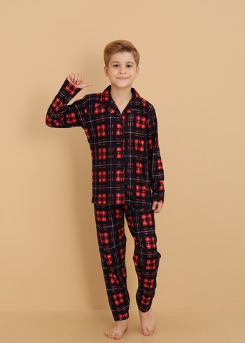 Baba Oğul KOMBİNLENEBİLİR Ekose Erkek Pijama Takımı - Görsel 5