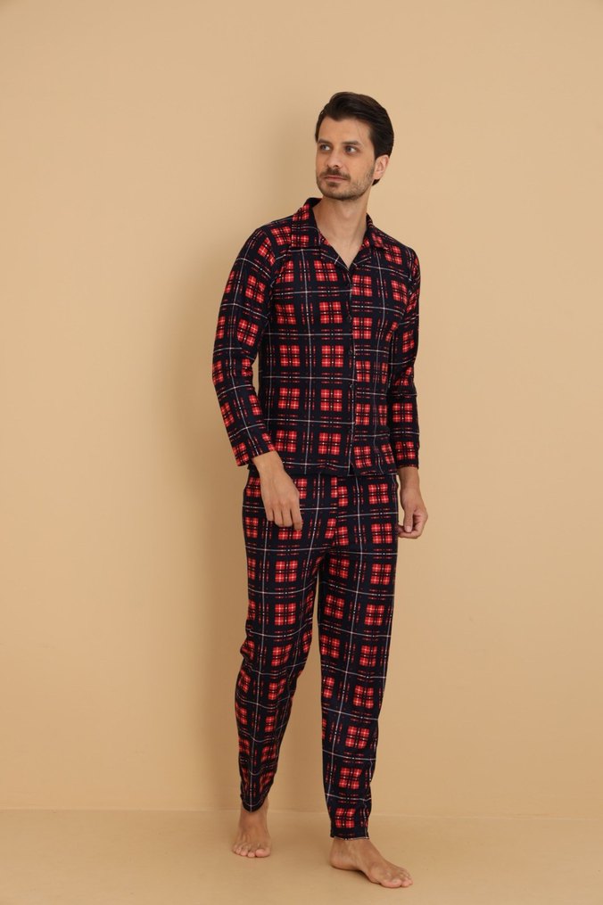 Baba Oğul KOMBİNLENEBİLİR Ekose Erkek Pijama Takımı - Görsel 3