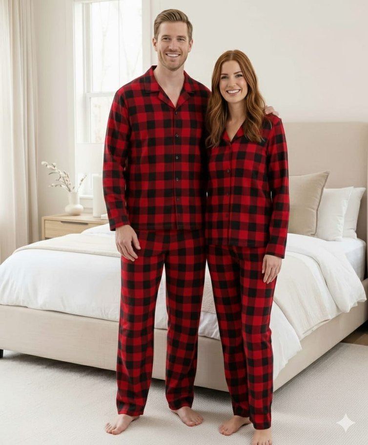 AİLE KOMBİNİ kırmızı Pijama Takımı - Görsel 2