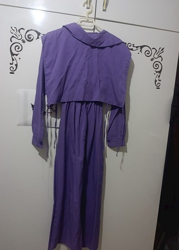Uzun Mor Drapeli Kadın Elbise - Görsel 2
