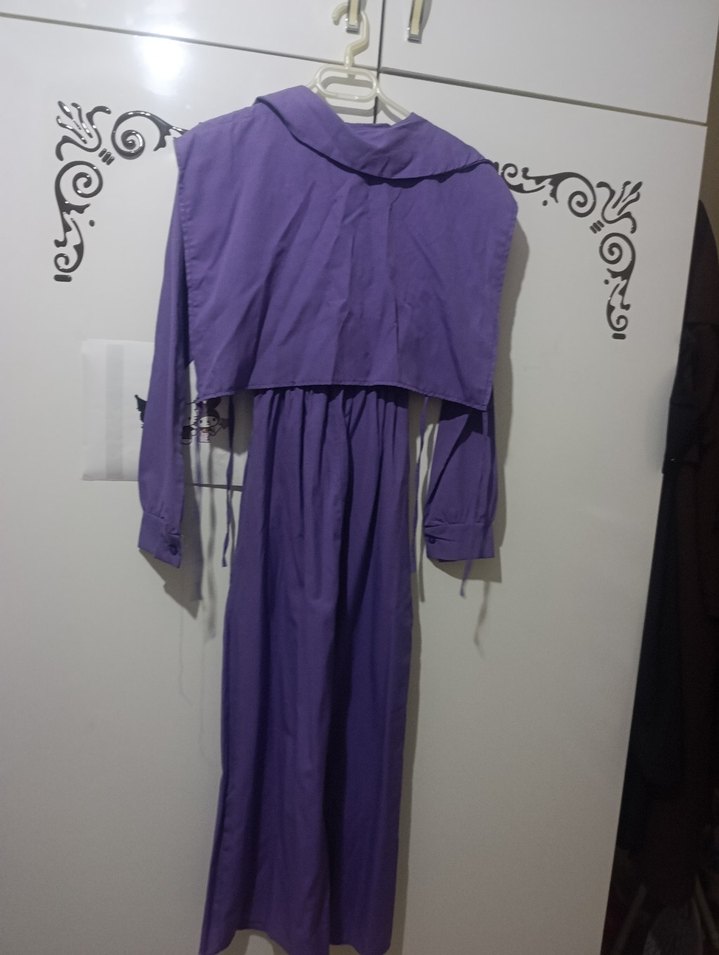 Uzun Mor Drapeli Kadın Elbise - Görsel 2