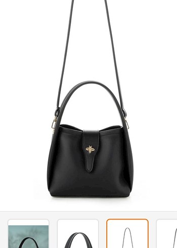 Siyah Deri Tokalı Kadın El Çantası - Görsel 2