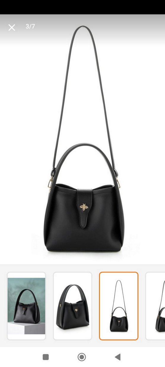 Siyah Deri Tokalı Kadın El Çantası - Görsel 2