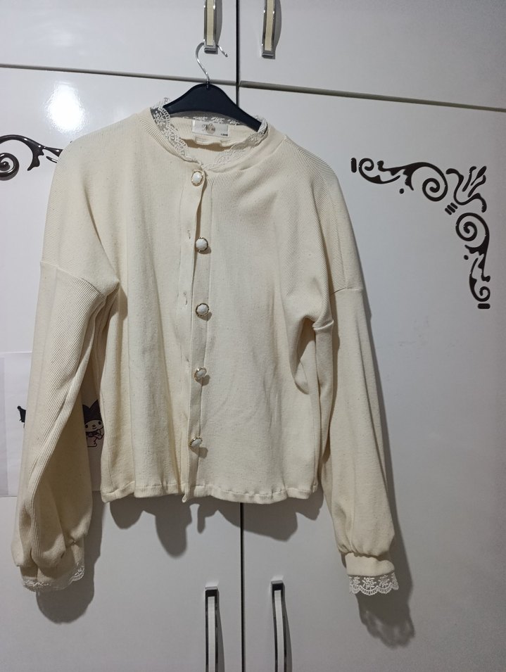 Düğmeli Bej Midi Kadın hırka - Görsel 2