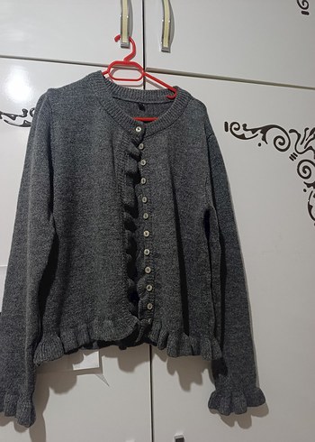 Gri Kadın Triko Hırka - Görsel 2