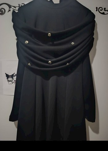 Drapeli Uzun Siyah Kadın Elbise 
ürün hiç giyilmedi - Görsel 4
