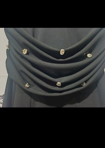 Drapeli Uzun Siyah Kadın Elbise 
ürün hiç giyilmedi - Görsel 6