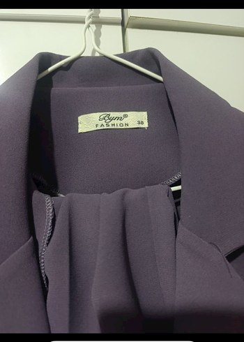 Düğmeli Uzun Mor Kadın Yelek - Görsel 2