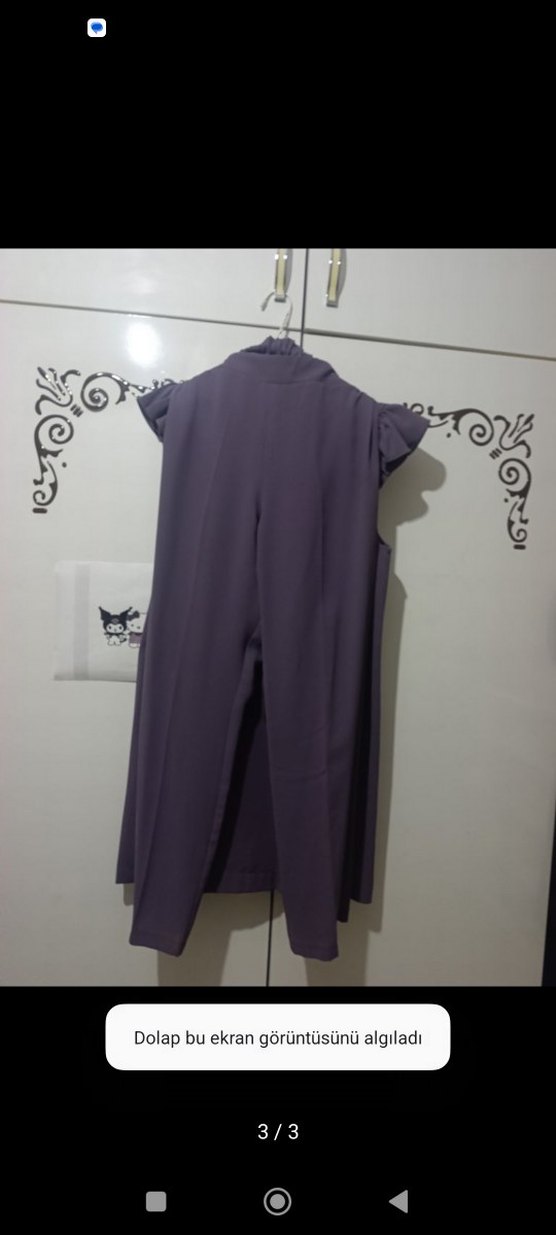 Düğmeli Uzun Mor Kadın Yelek - Görsel 3