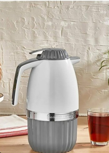 Gri Detaylı Beyaz Çaydanlık - Görsel 2