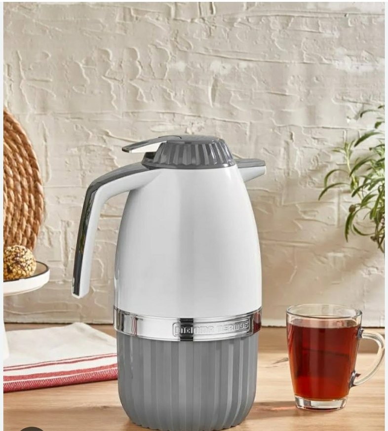 Gri Detaylı Beyaz Çaydanlık - Görsel 2