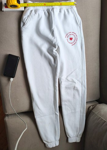 Düğmeli Beyaz Kadın Keten Eşofman Altı - Görsel 2