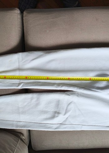 Düğmeli Beyaz Kadın Keten Eşofman Altı - Görsel 3