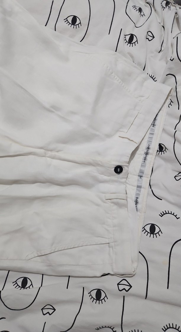 Emporio Armani Kadın Beyaz Keten Pantolon - Görsel 2