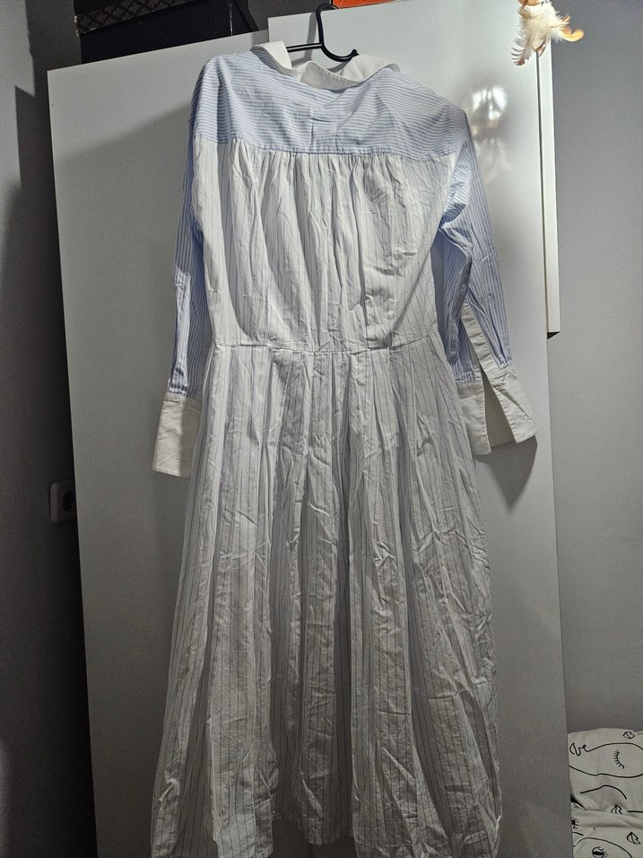 Çizgili Gömlek Elbise. - Görsel 3