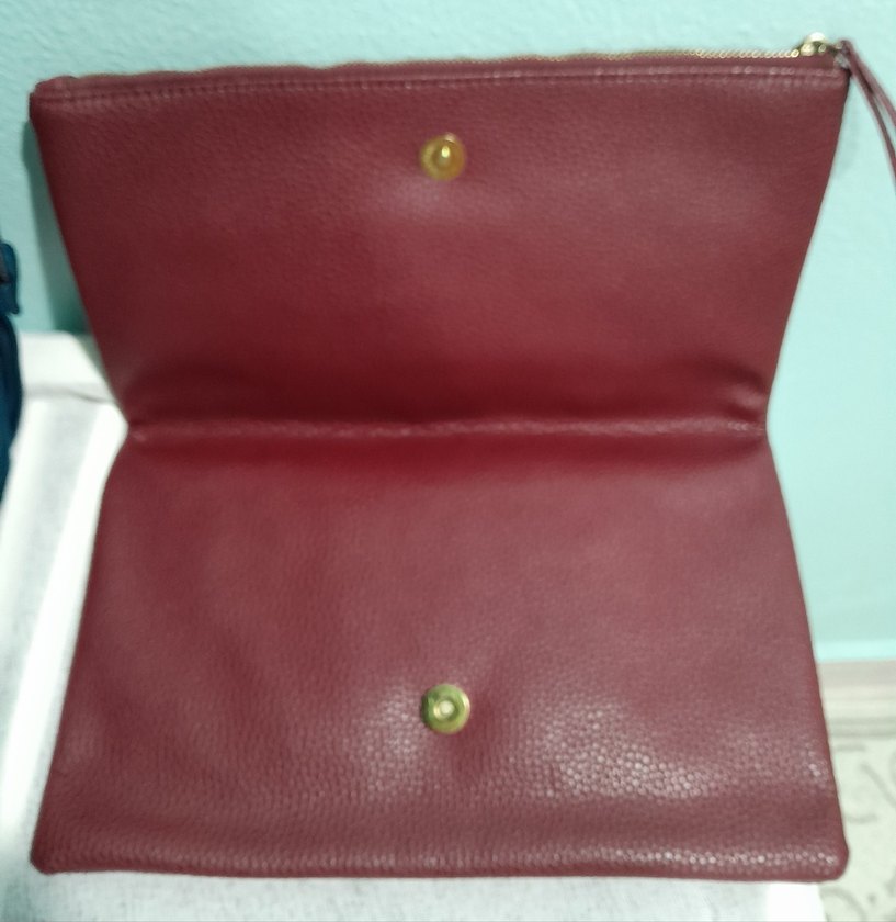 Bordo Deri Zımbalı Kadın Portföy Çanta - Görsel 2