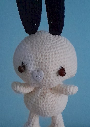 2 adettir Beyaz El Örgüsü Tavşan Peluş Oyuncak - Görsel 3