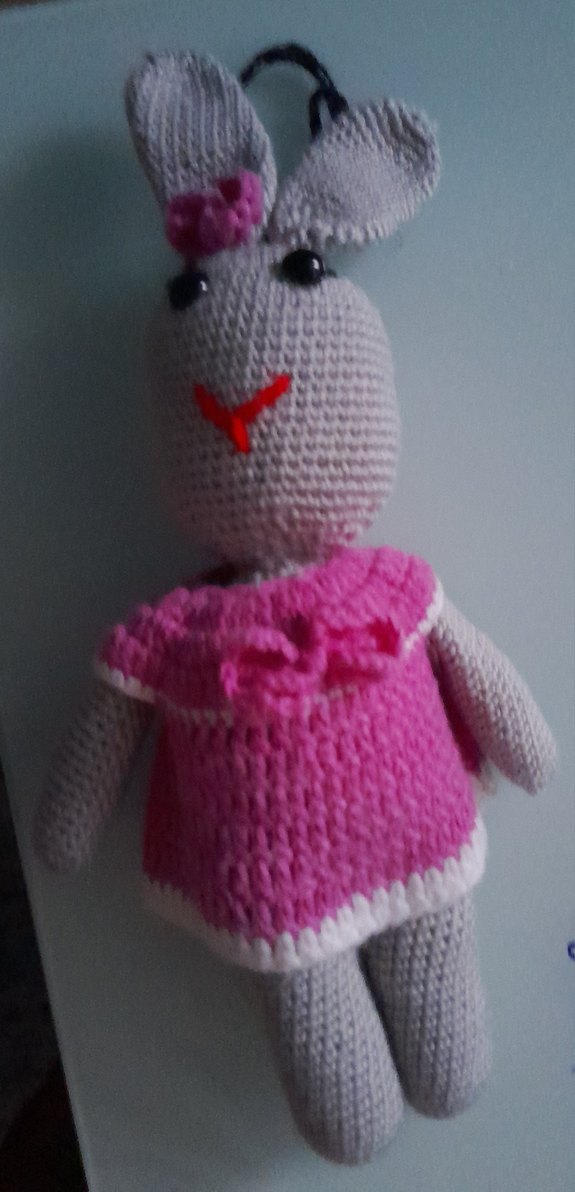 2 adettir Beyaz El Örgüsü Tavşan Peluş Oyuncak - Görsel 4