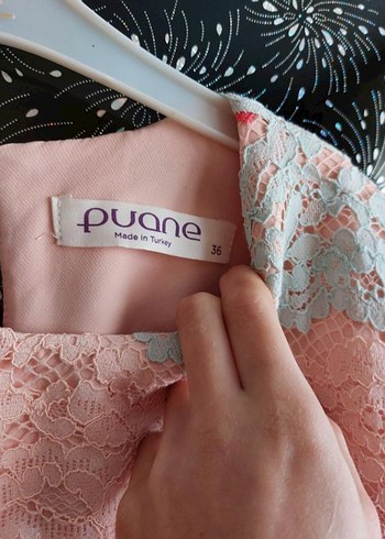 Dantel Detaylı Pembe Uzun Kollu Uzun Elbise - Görsel 4