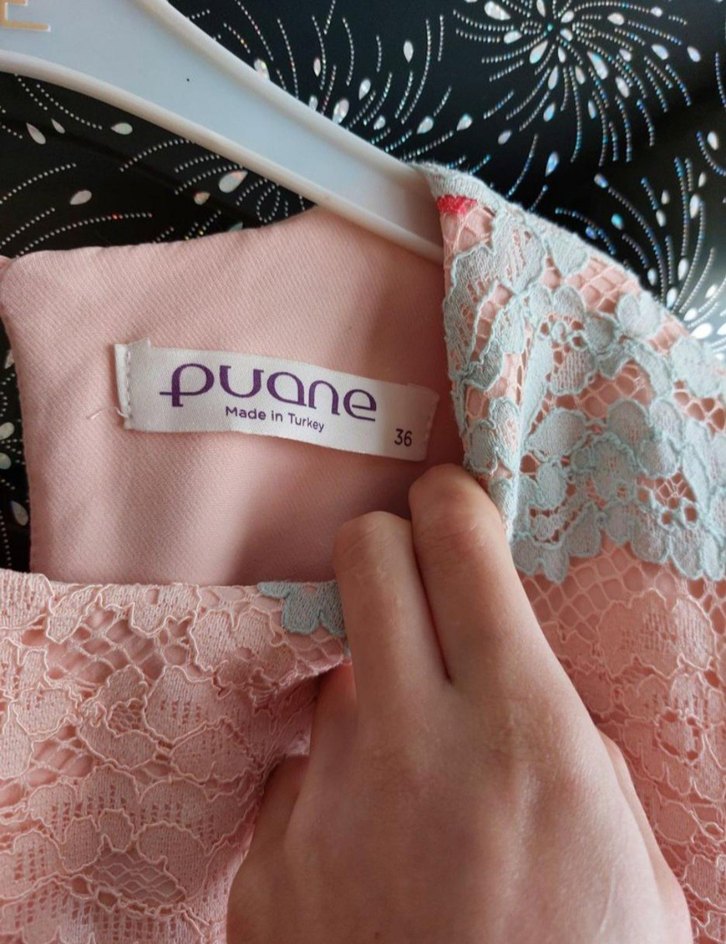 Dantel Detaylı Pembe Uzun Kollu Uzun Elbise - Görsel 4