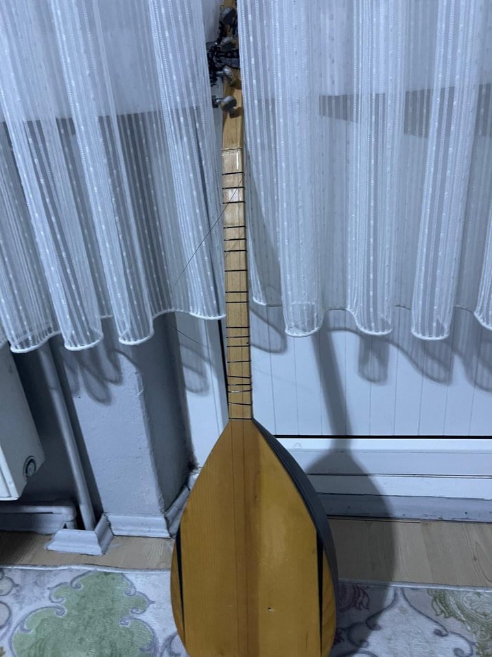 Koyu Siyah Uzun Saplı Bağlama - Görsel 3