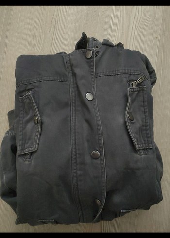 Düğmeli Gri Denim Midi Ceket - Görsel 3