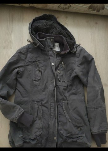 Düğmeli Gri Denim Midi Ceket - Görsel 5