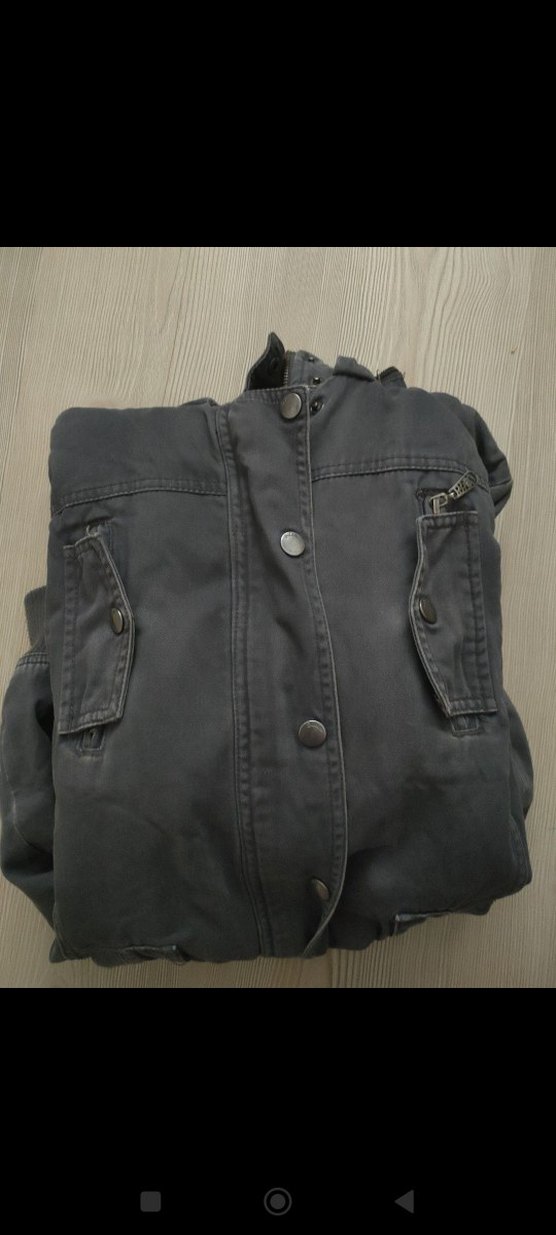 Düğmeli Gri Denim Midi Ceket - Görsel 3