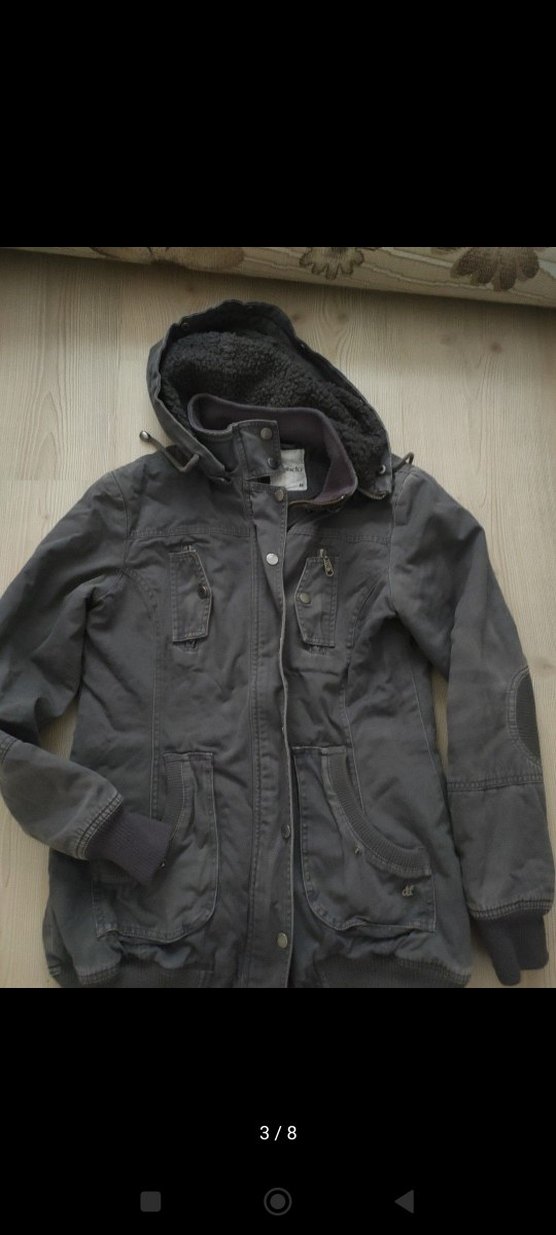 Düğmeli Gri Denim Midi Ceket - Görsel 5