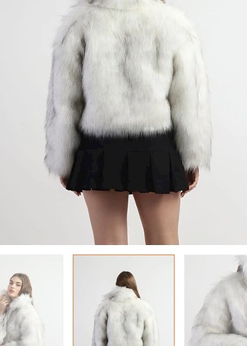 Kadın Beyaz Suni Kürk Ceket - Görsel 2