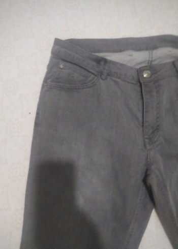 Gri Kadın Denim Pantolon Normal Boy - Görsel 5