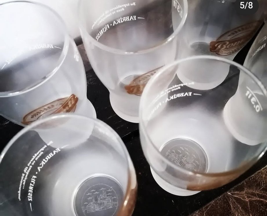 Bomo Baskılı Mat Cam Bardak Seti Bomonti 50 cl - Görsel 2