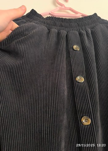 Düğmeli Siyah uzun Kadın Etek - Görsel 3