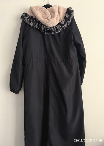 Siyah Kadın Uzun Street Wear Kaban - Görsel 5