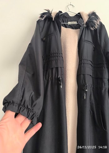 Siyah Kadın Uzun Street Wear Kaban - Görsel 4