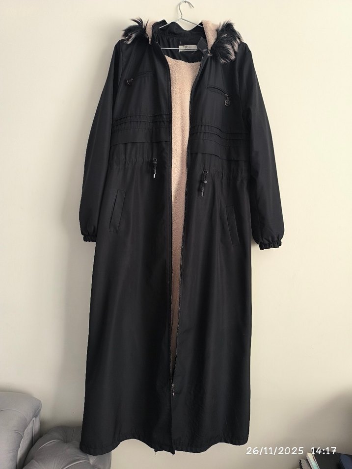 Siyah Kadın Uzun Street Wear Kaban - Görsel 2