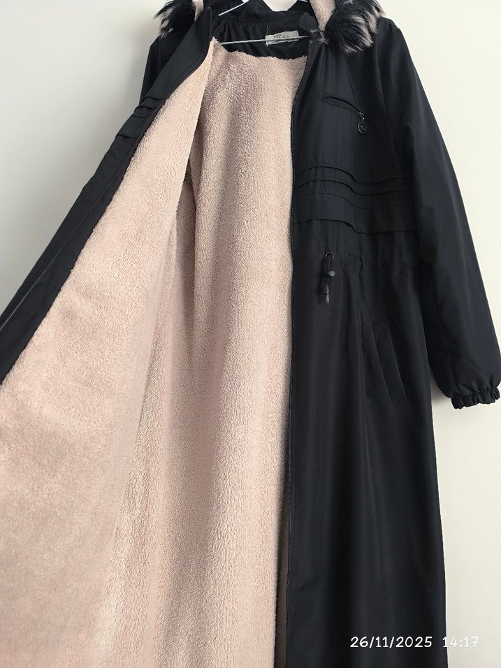 Siyah Kadın Uzun Street Wear Kaban - Görsel 3
