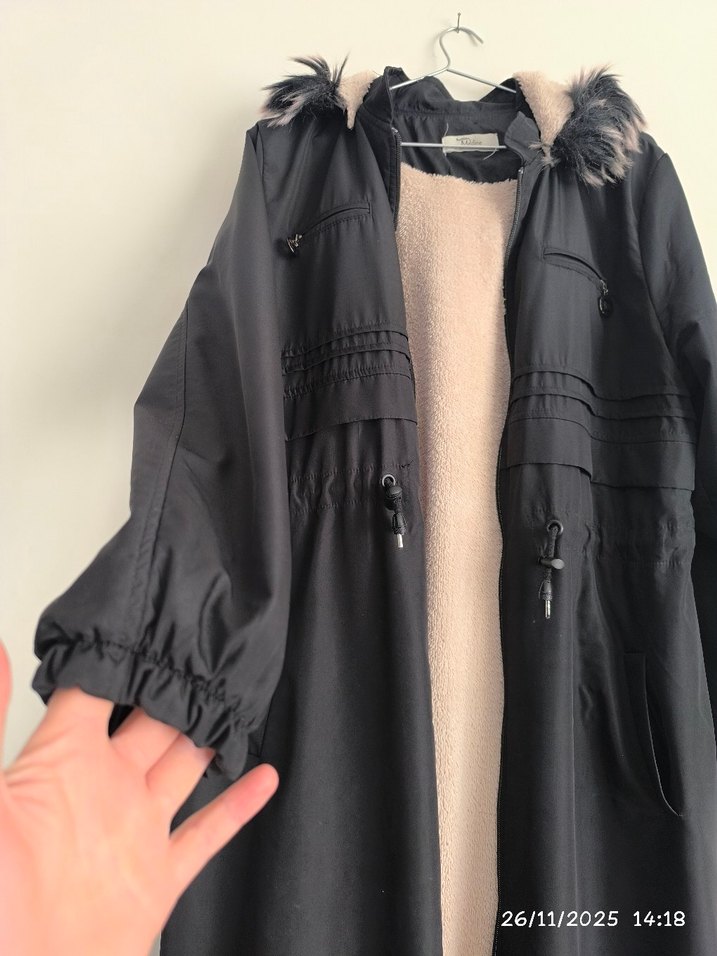 Siyah Kadın Uzun Street Wear Kaban - Görsel 4