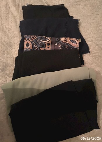 renkli 6 adet eşarp, şal - Görsel 8