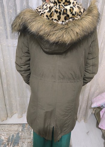 Gri Leopar Desenli çocuk Kürklü Uzun Mont - Görsel 2