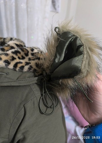 Gri Leopar Desenli çocuk Kürklü Uzun Mont - Görsel 3